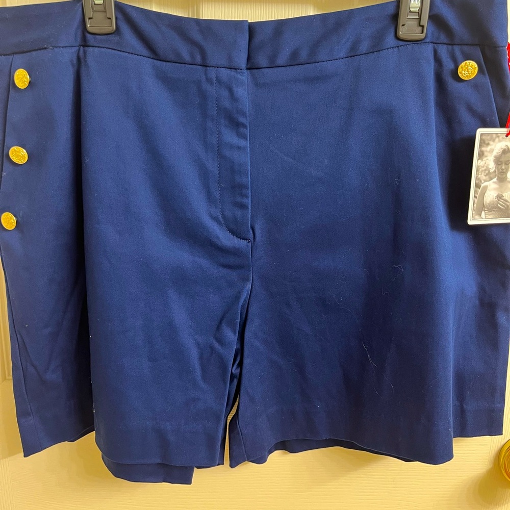 Women's Size 16 Marilyn Monroe Blue Shorts with Gold Buttons